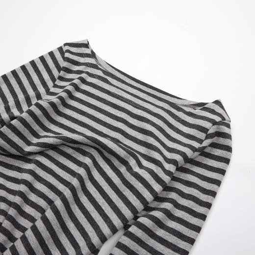 ROMI STUDIO“法式慵懒”双线冚车撞色条纹船领长袖T恤 RWDSS61601 商品图3