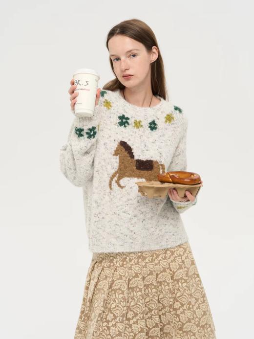 local tag/lt25awk47/花园小马 提花温暖松软套头针织混纱毛衣 商品图3