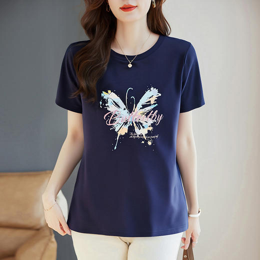 中长款短袖t恤女2025夏季新款大码女装宽松显瘦上衣纯棉半袖体恤 商品图3