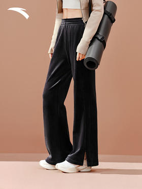 安踏灯芯绒阔腿裤女士冬季新款高腰垂感直筒休闲长裤子162547307N