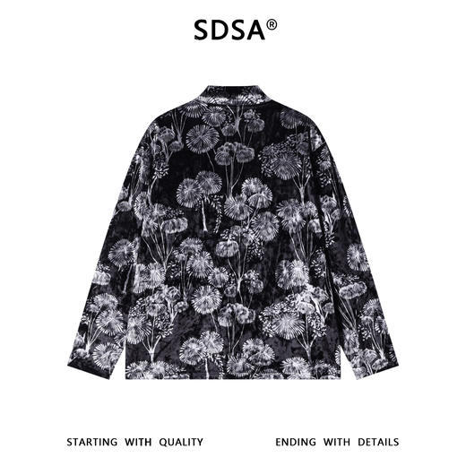SDSA男士秋冬新款痞帅男装简约撞色植绒花卉半高领长袖T恤百搭潮 商品图4