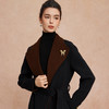 QH924斯尔丽25新款含羊绒性强修身气质高雅流金蝴蝶胸花长款羊毛大衣 商品缩略图2
