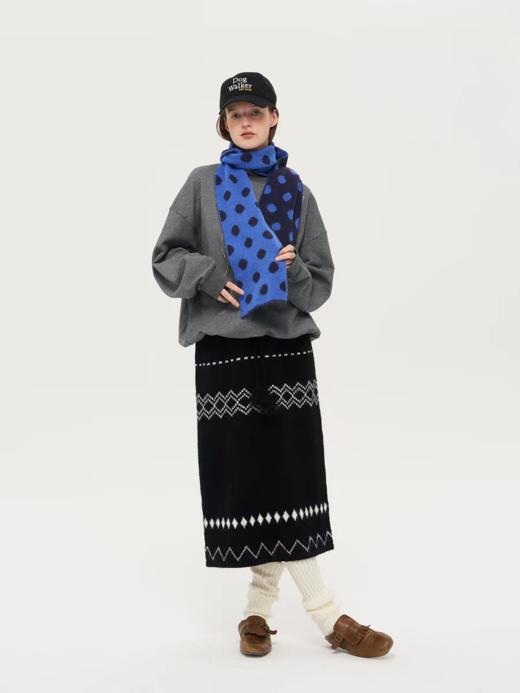 local tag/lt25awk55/湖蓝波点 温暖针织含羊毛好搭围巾 商品图3