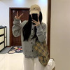 西遇假两件格子拼接毛衣外套女冬新款学院风圆领灰色针织开衫SS051855 商品缩略图4
