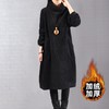 秋冬加绒加厚新款复古灯芯绒高领条绒连衣裙中长款 商品缩略图2
