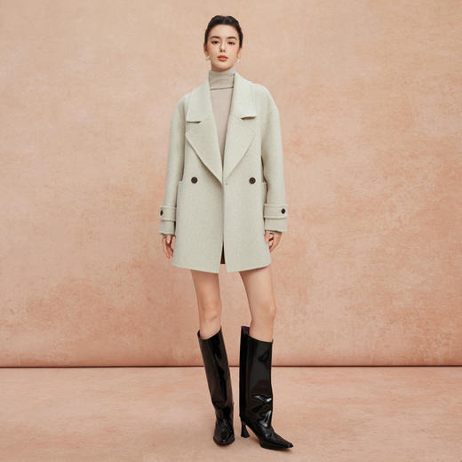 QH926斯尔丽2025新款韩版廓形慵懒风一手长女式羊毛大衣 商品图7