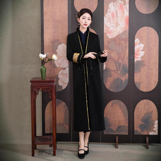 禅意风衣外套长款2025新款中国风文艺气质披风大衣外搭GSJ9675 商品图2