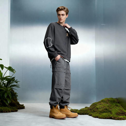 华夫格加绒保暖圆领卫衣 商品图13