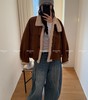 【GZ】无忧购 皮毛一体加厚保暖立领复古短款麂皮绒羊羔毛外套女1837# 商品缩略图8