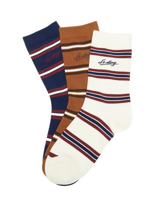 李宁（LI-NING）2025年男女中长袜三双装袜子 AWTV125 商品图1