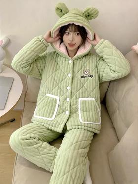 【YW】无忧购“清仓特价”女款三层夹棉超厚家居服套装（截单后3-5天发货)