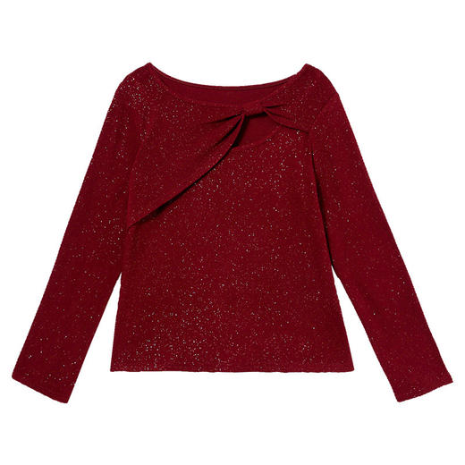 西遇长袖T恤韩系不规则蝴蝶结镂空针织显瘦正肩上衣P0044033 商品图2