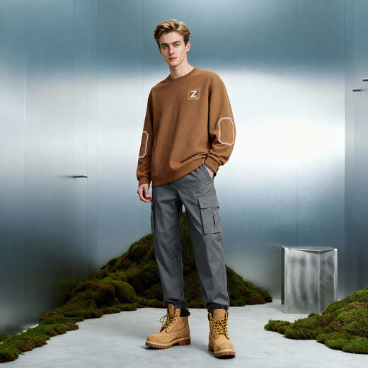 华夫格加绒保暖圆领卫衣 商品图11