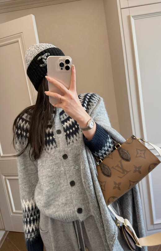 羊驼羊毛针织混纺费尔岛毛衣开衫 商品图3