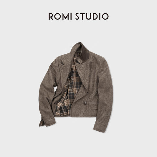 ROMI STUDIO“中古系列”超细澳毛桑蚕丝斜纹双排扣西装RWCWWT6586 商品图2