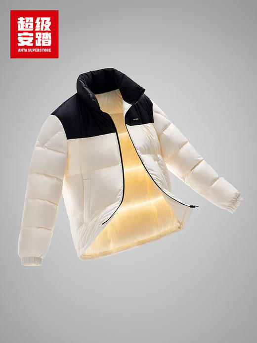 超级安踏防泼水羽绒服男女同款秋冬拼色鸭绒保暖防风夹克外套172548901U 商品图3