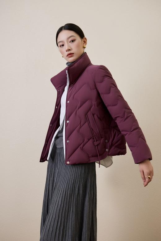 伯妮斯茵 | 简约通勤 短款立领白鸭绒羽绒服 波浪绗缝工艺 轻盈保暖 日常通勤款 SZ6R20 魏紫色 商品图2