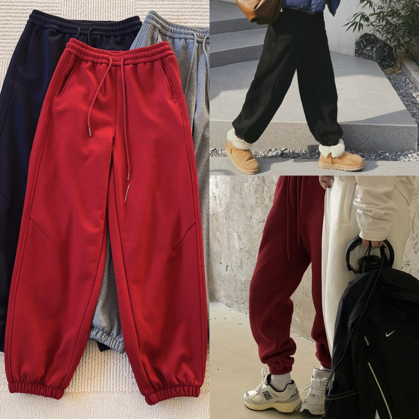 1120-1 自留红色40码 显瘦保暖亲肤舒适 科技发热绒 女士三色保暖休闲裤 卫裤