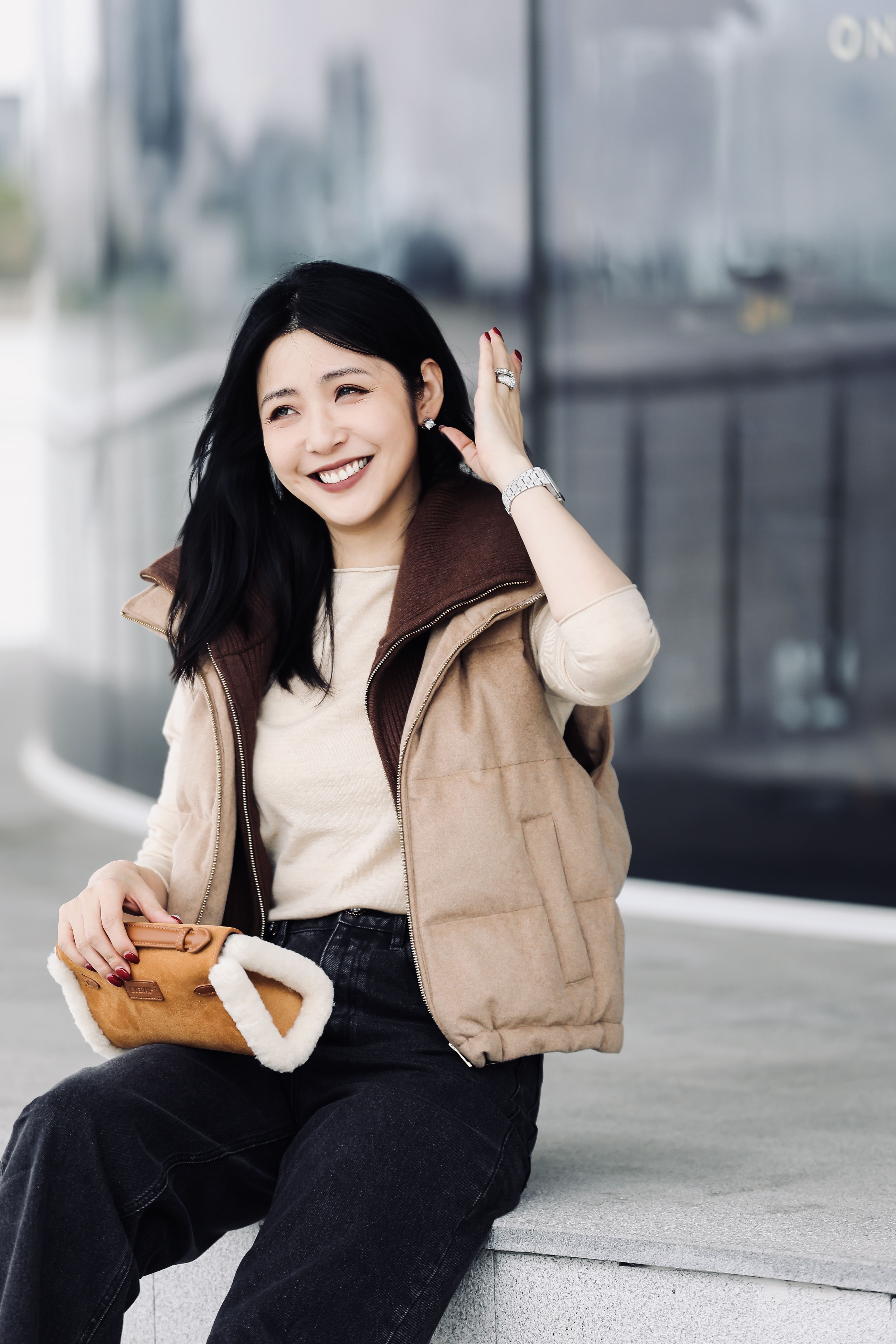 MAISON COVET 假两件式羊绒/羽绒马甲