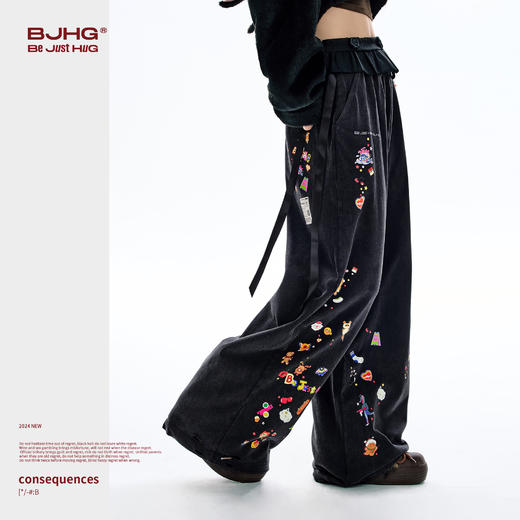 BJHG不计后果休闲裤子男款加厚2025新款冬宽松直筒卫裤针织长裤女 商品图2