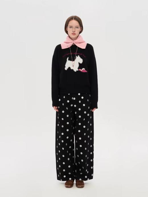 local tag/lt25awk04/银色波点印花长裤 百搭休闲阔腿裤 商品图1