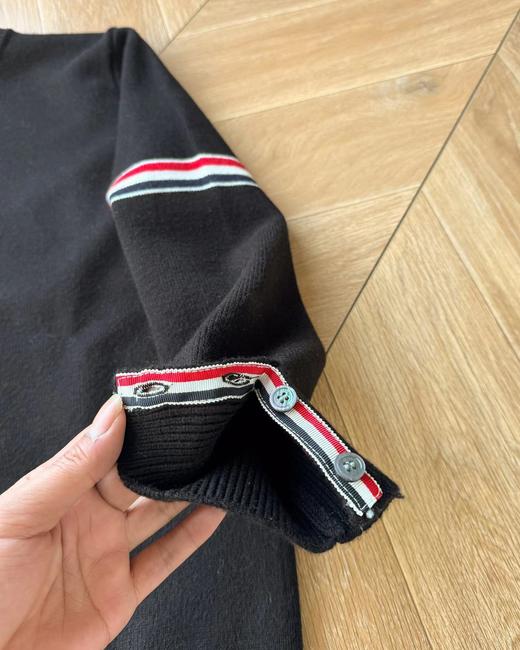 D112043圆领袖臂彩条4色针织毛衣男女情侣款套头毛衣 商品图11