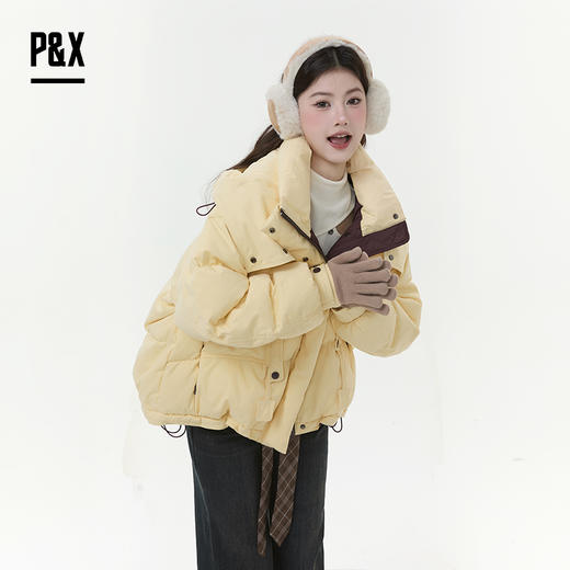 P&X设计师女装2025冬季连帽温柔时尚短款羽绒服 825424061 黄色 商品图3