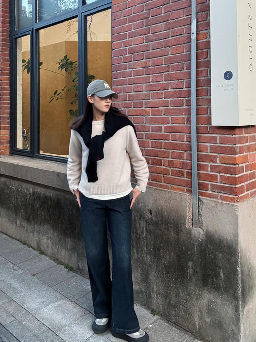 【直筒直腿】噢蜜ooomeooo直筒加绒牛仔蓝仔裤 商品图4