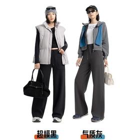 咪偌卡女款薄绒直筒裤CMX006小个子版/常规版（黑/灰）(L-XL）