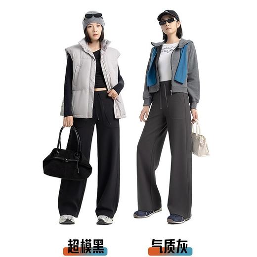 咪偌卡女款薄绒直筒裤CMX006小个子版/常规版（黑/灰）(L-XL） 商品图0