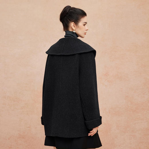 QH934斯尔丽25秋冬新品大翻领双面呢双色减龄含羊绒轻薄H型羊毛大衣 商品图9