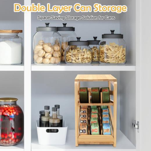 竹制猫粮罐头收纳架 宠物罐头收纳 适用于3盎司或5.5盎司罐头 商品图4