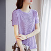 薄款冰丝针织短袖t恤女宽松大码圆领上衣夏季2025年新款女装小衫 商品缩略图1