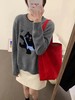 D112041宽松慵懒立体黑色小猫图案圆领毛衣针织衫 商品缩略图2