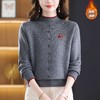 妈妈装冬款一体绒厚款，半高领针织衫刺绣保暖长袖毛衣潮CC-103-88033 商品缩略图1