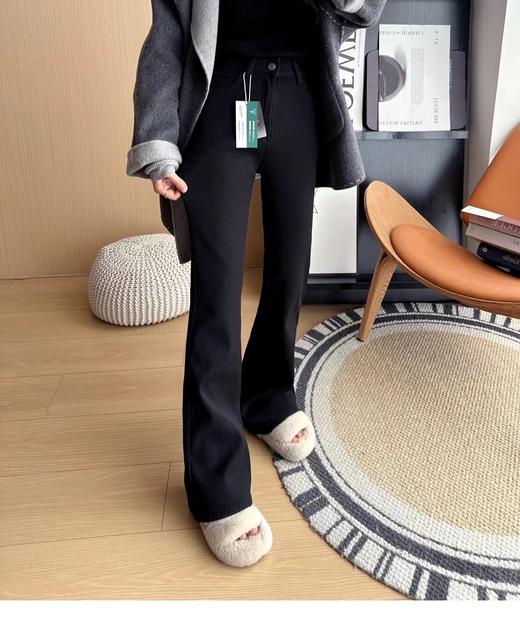 D112017加厚绒微喇裤女2025年冬季高腰显瘦喇叭长裤 商品图5