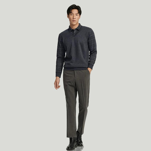 老爺車LAOYECHE男士保暖内衣加绒假两件长袖衬衫中青年大码加绒加厚男羊毛衫SS492 商品图5