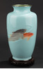 独角鹿西洋古董20世纪日本大正时期七宝烧大师権田広助出品「遊鯉」主题七宝烧赏瓶一对 商品缩略图2