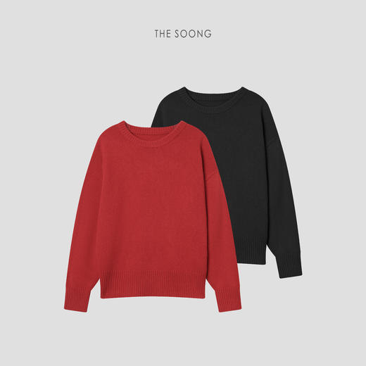 THESOONG云意 精织羊毛圆领宽松保暖毛衣HWMY8240 商品图0