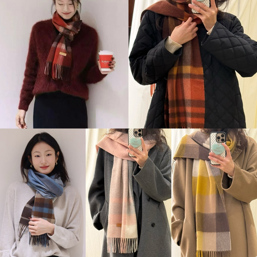 1117-1独家圆正 小禾 节日限定 温润细腻 水波纹纯羊绒 tartan苏格兰 格纹长款围巾