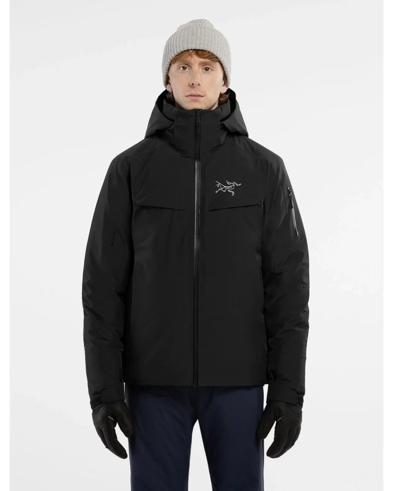 袅家GTX 750蓬鹅绒Logo徽标防水保暖连帽滑雪羽绒服