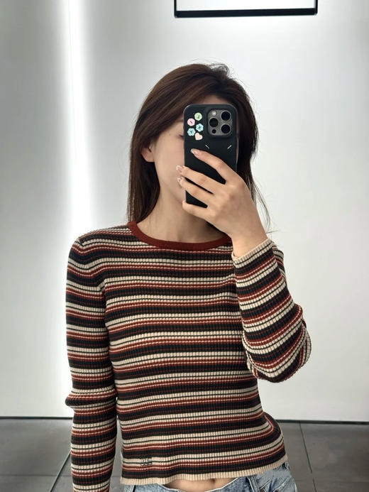 赛琳 25秋冬新款 经典款撞色条纹针织毛衣(TM) 商品图4