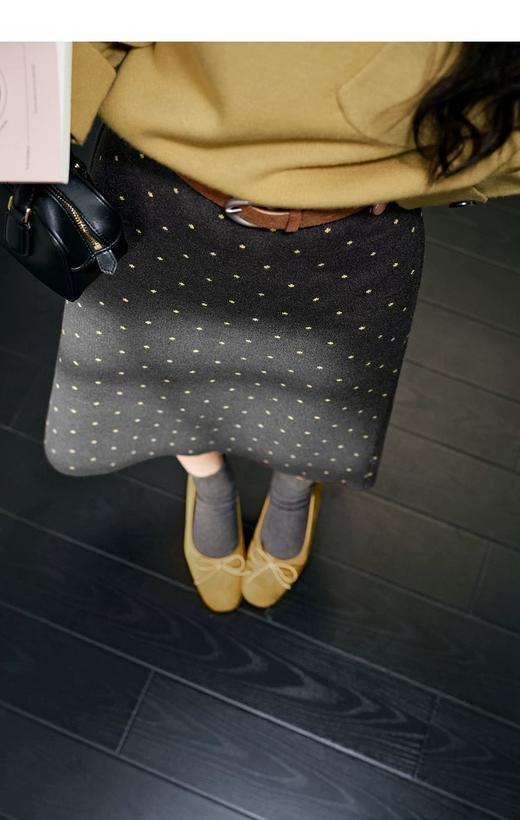 D112055深灰色波点毛衣裙a字裙半身裙25秋冬季穿搭新款女长裙子半裙 商品图14