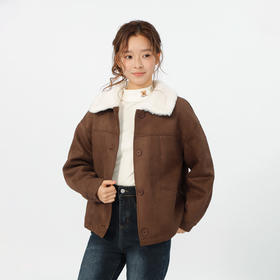 复古翻领毛绒绒麂皮绒外套-纪念日百货门店同款166844588