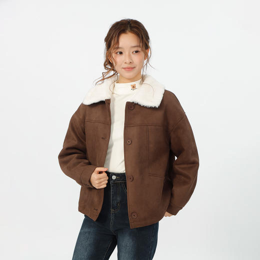 复古翻领毛绒绒麂皮绒外套-纪念日百货门店同款166844588 商品图0