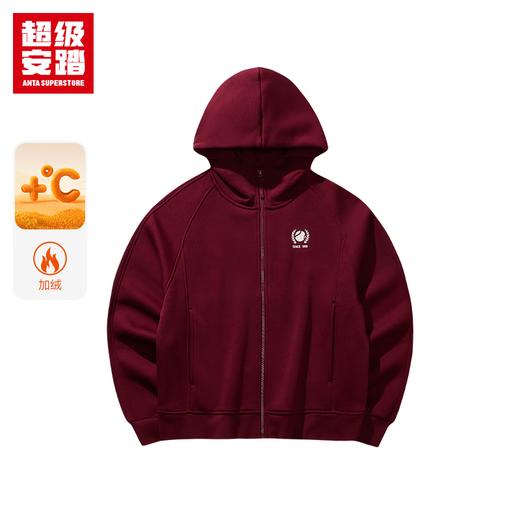 超级安踏加绒连帽外套女士秋冬保暖网球复古休闲百搭运动夹克162548723U 商品图3