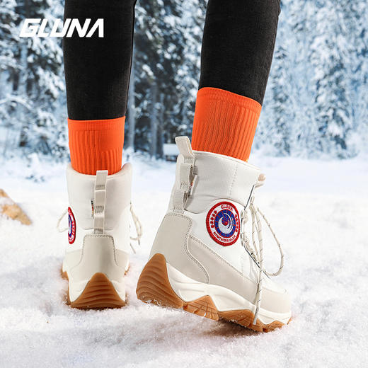 GLUNA哥鲁纳冬季高帮防水雪地靴加绒保暖防滑防寒户外休闲徒步中筒加厚89893 商品图4