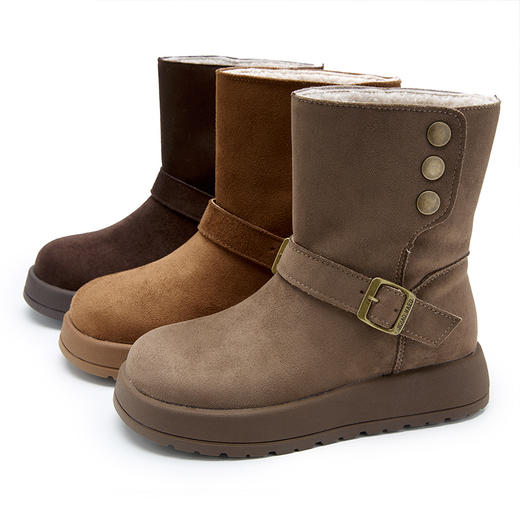 西遇厚底雪地靴女新款冬季两穿英伦马丁靴加厚加绒保暖棉鞋子V2457333 商品图4