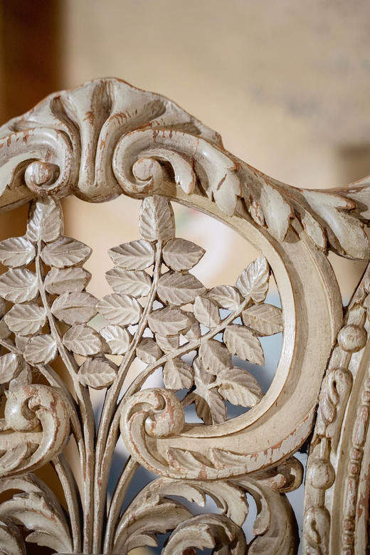 独角鹿西洋古董1950年代法国出品路易十五风格古典卷叶纹实木漆面精雕装饰绿色丝绒面双人位沙发 商品图6