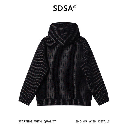 SDSA男士秋冬新款痞帅男装韩版彩色竖纹抽绳连帽卫衣百搭潮流上衣 商品图4